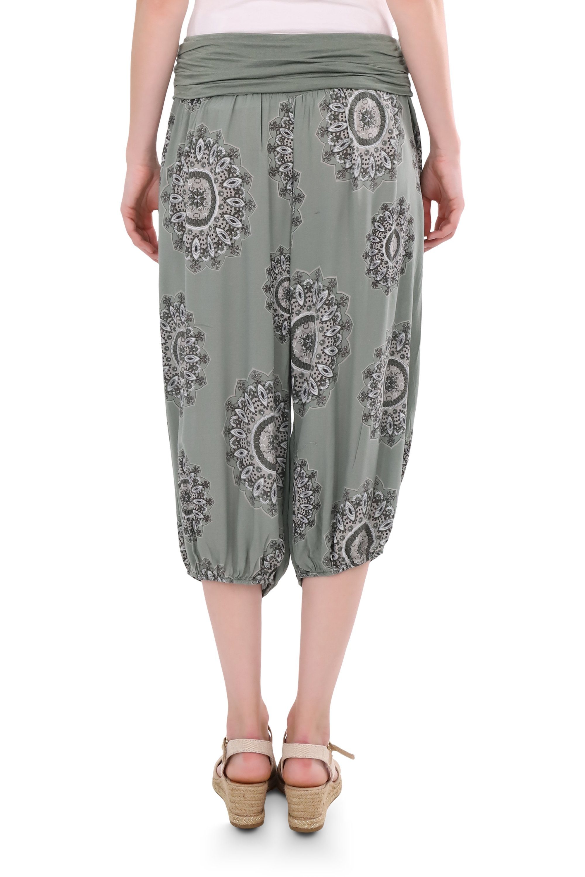 malito more than fashion Haremshose malito Damen Haremshose Capri 7196 Aladinhose Capri mit Orient Print Einheitsgröße
