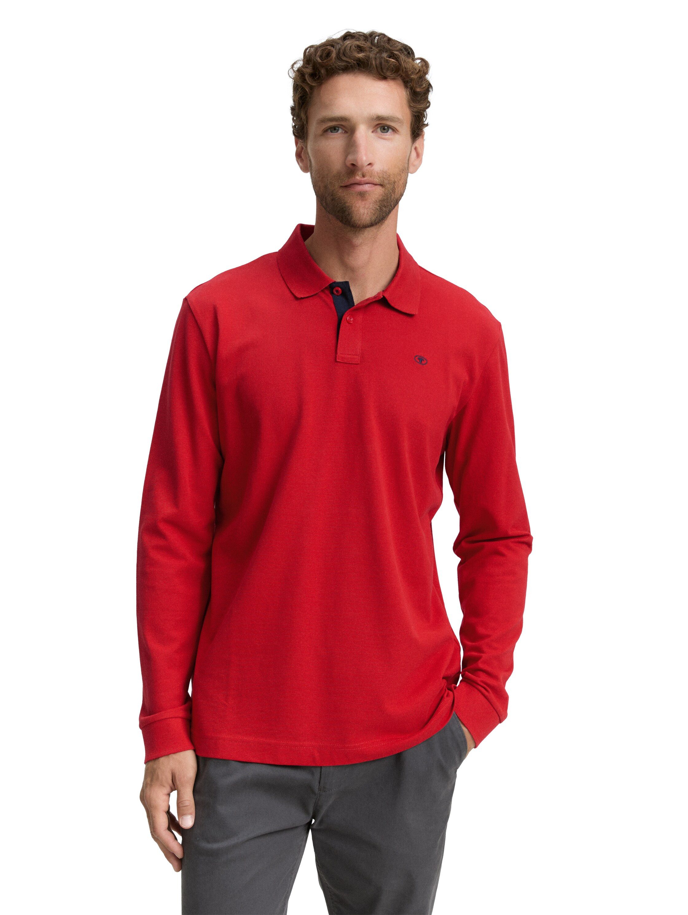 TOM TAILOR Langarm-Poloshirt mit Logo-Stickerei günstig online kaufen