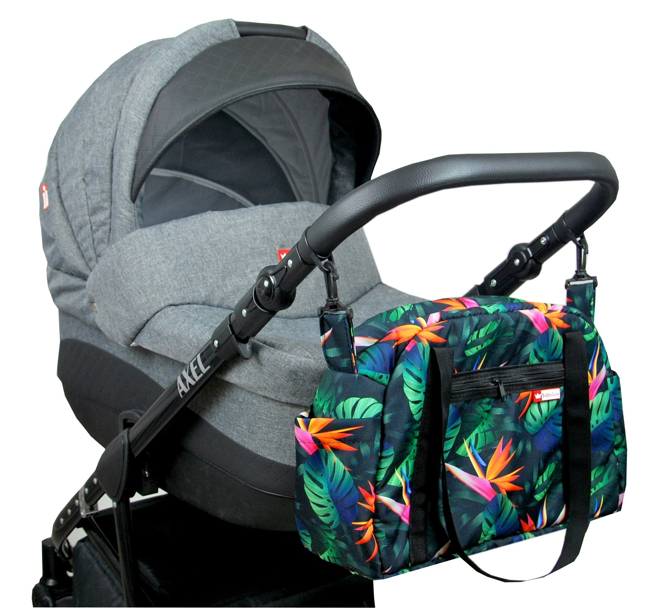 Kinderwagen 82. + Schwarz BabyLux Große Handtasche Tropic COLORFUL Babytasche, BabyLux Buggy Wickeltasche Wickeltasche