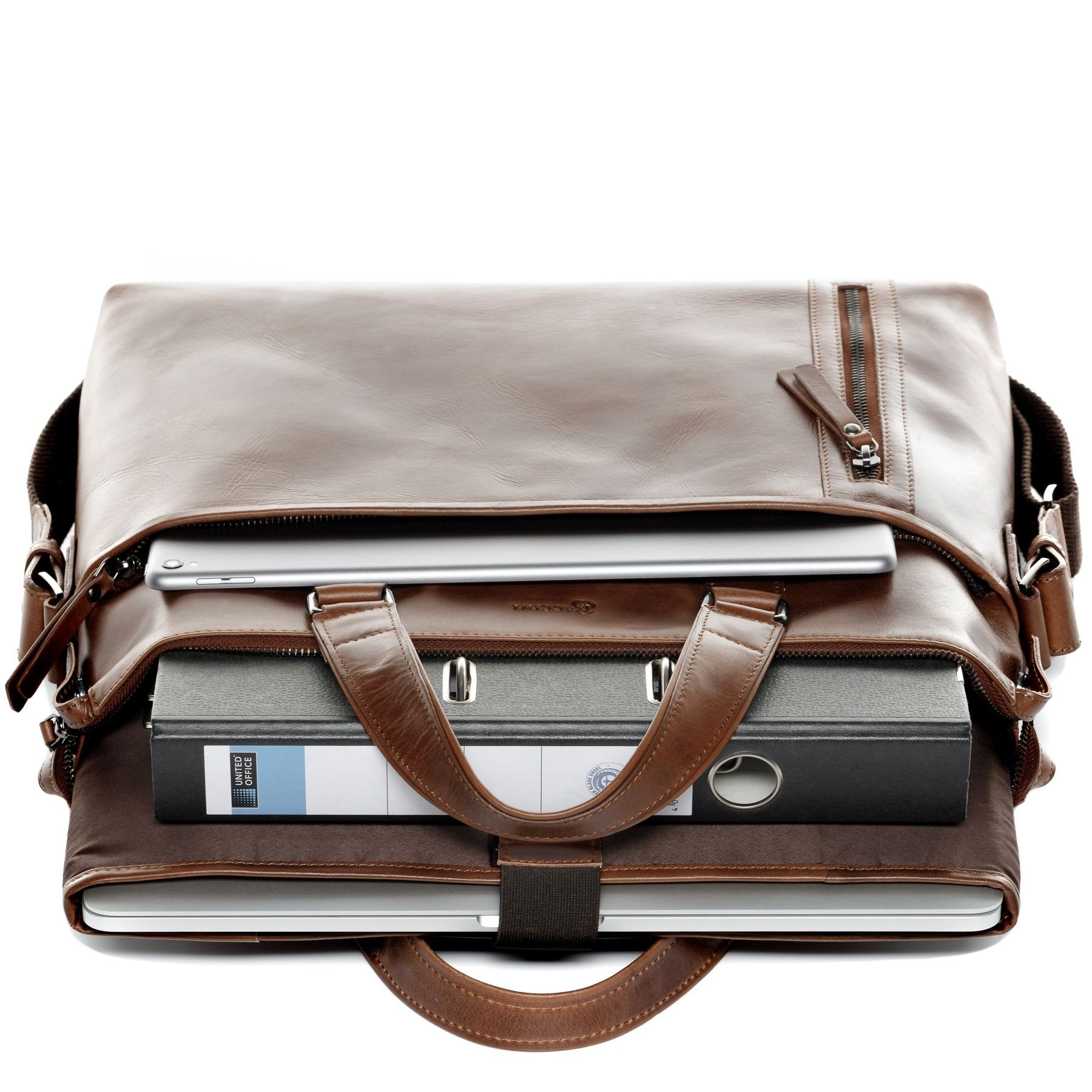 BACCINI Laptoptasche echt Leder Aktentasche 15 Zoll Laptop-Hülle braun, Laptoptasche 15,4 Zoll, Aktentasche Echtleder Damen Herren hellbraun