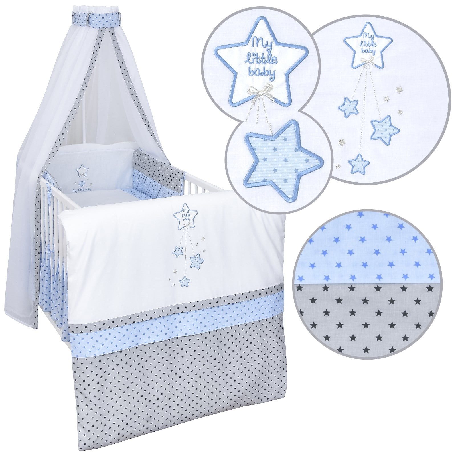 Babybettwäsche Baby Bettwäsche Set 4-Tlg. Nestchen Chiffonhimmel