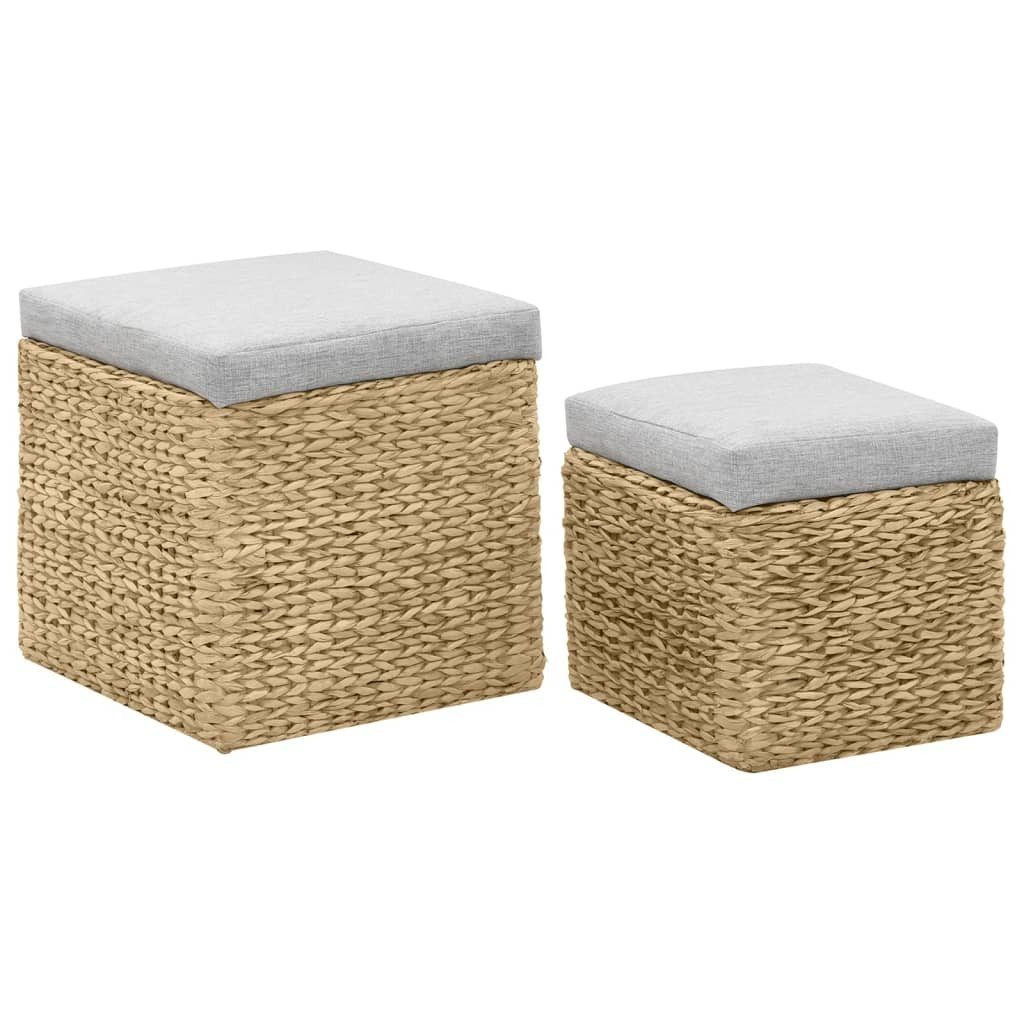 vidaXL Fußhocker, Ottoman-Set 2 Stk. Seegras Grau