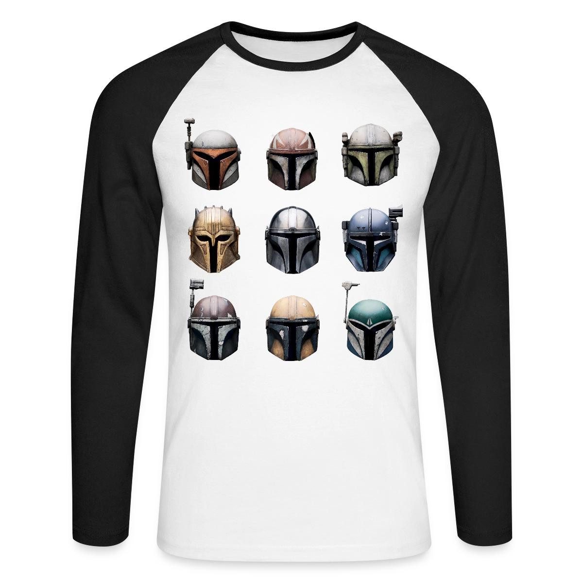 T-Shirt Star Wars: Mandalorian Mandalorianische Helme Baseball Langarmshirt He