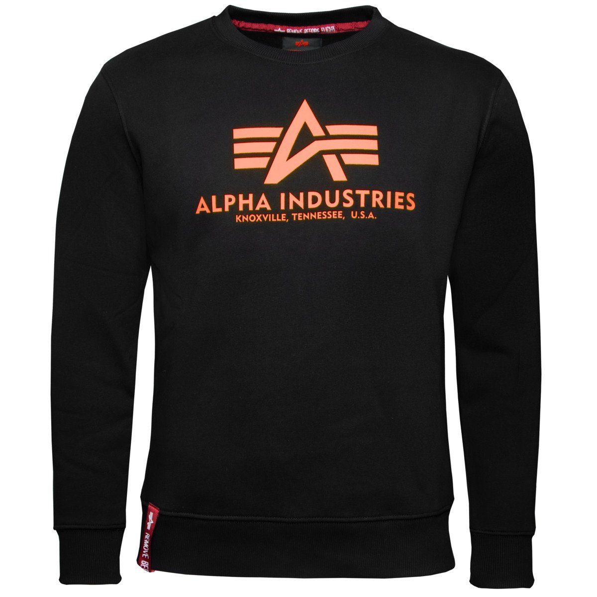 Industries schwarz Herren Sweater Basic Sweatshirt Neon Print Alpha