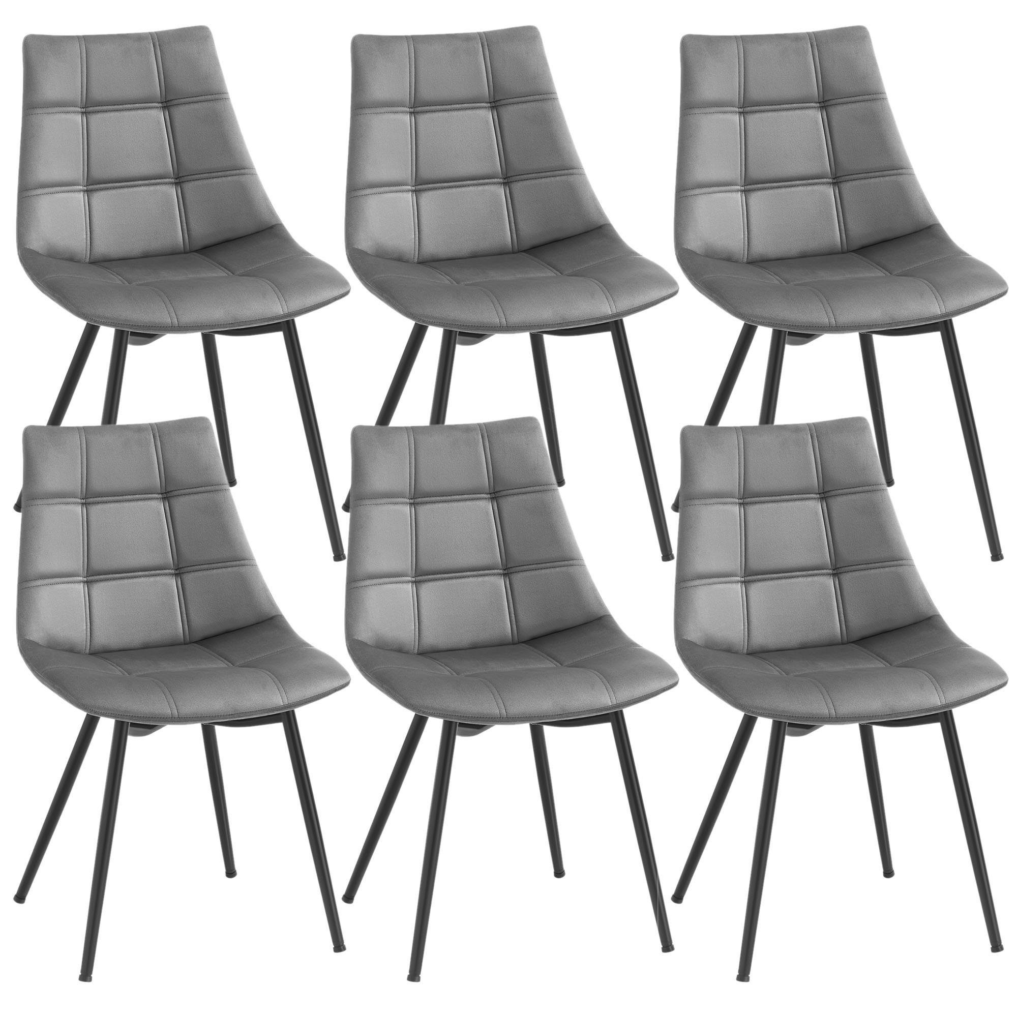 SONGMICS Esszimmerstuhl (6 St), Polsterstuhl, Samt, günstig online kaufen