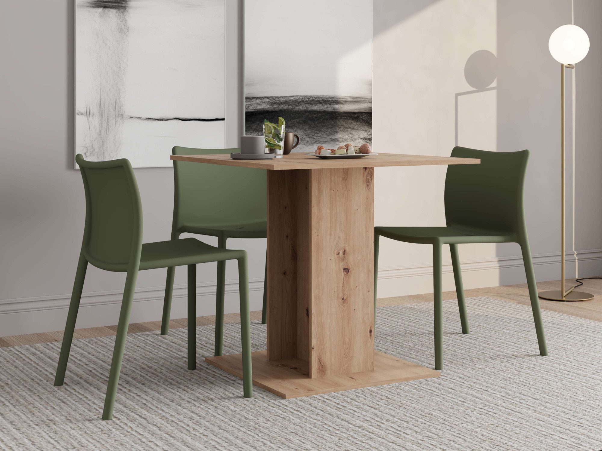 Home affaire Esstisch Capua, Esstisch, Küchentisch, Bistrotisch, Speisetisch, Leicht zu bewegen, ideal für kleine Räume, Maße: 80 x 80 cm