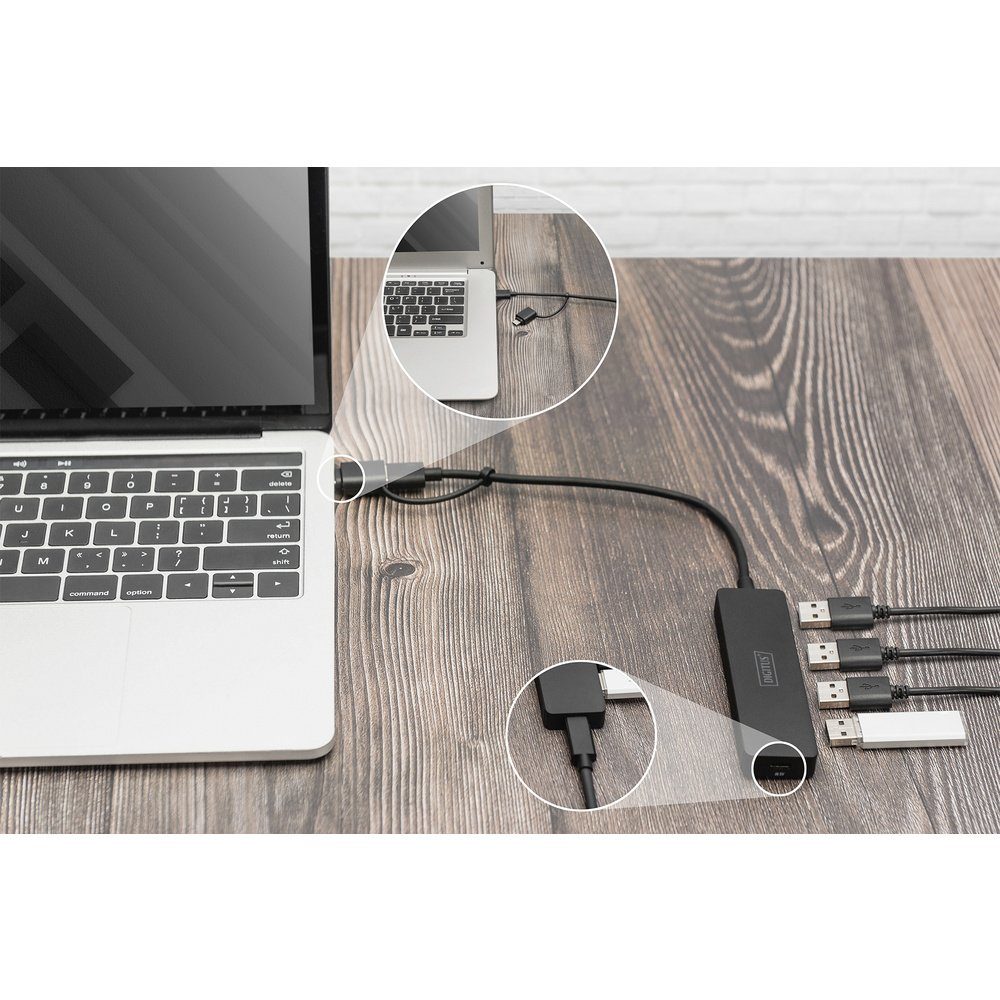 Digitus USB-Verteiler Digitus DA-70235 USB-Hub 4 Port USB-A USB 3.0 5 GBit/s mit USB-C® Stec