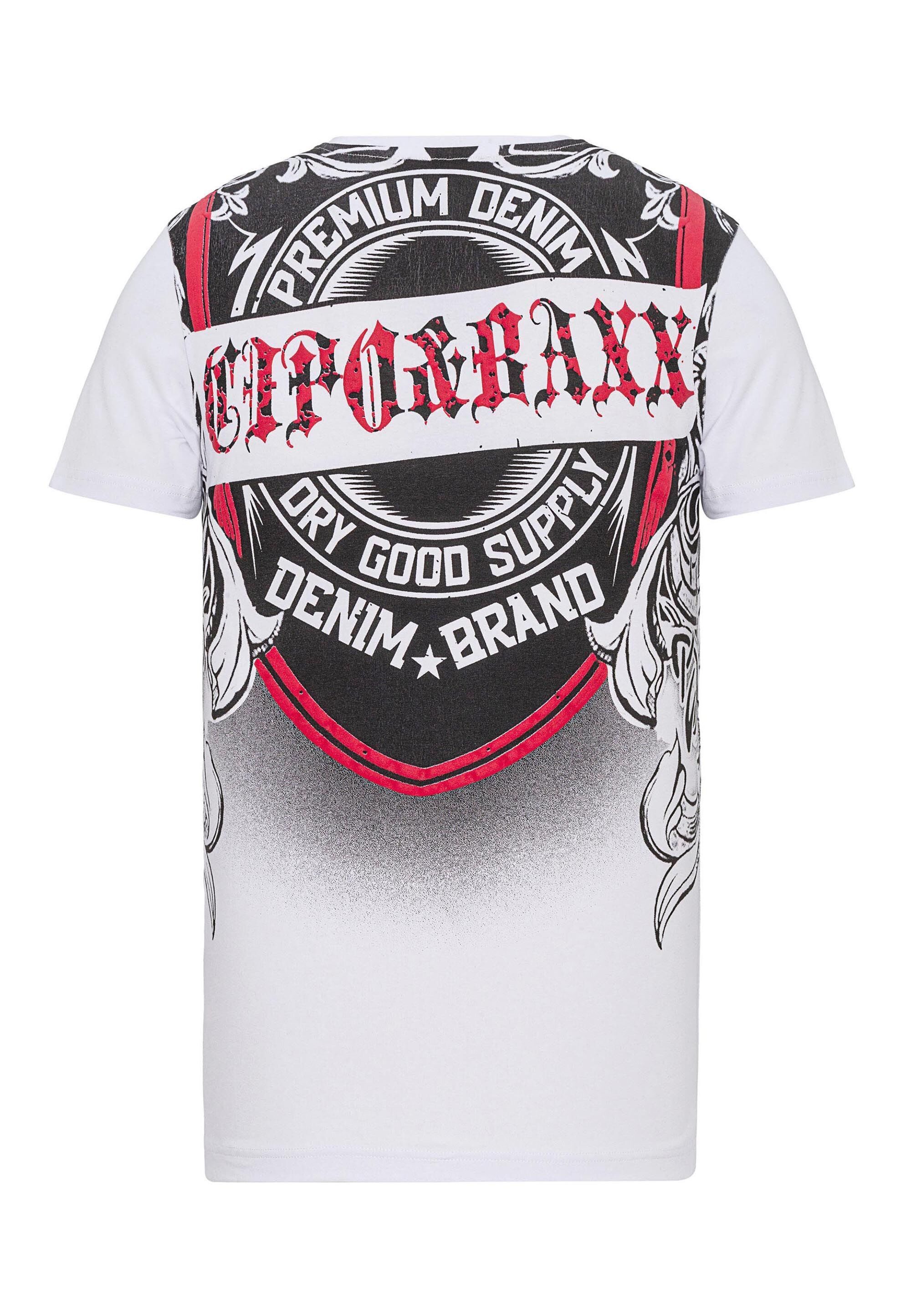 Cipo & Baxx T-Shirt T-Shirt große Tribal- und Markenprints setzen rockige Akzente