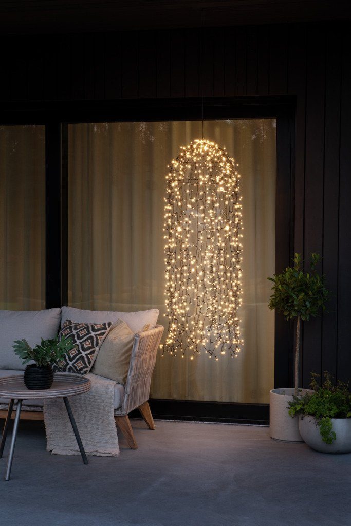 KONSTSMIDE aussen, Weihnachtsdeko 900 warm weiße Dioden schwarz, LED-Lichtervorhang