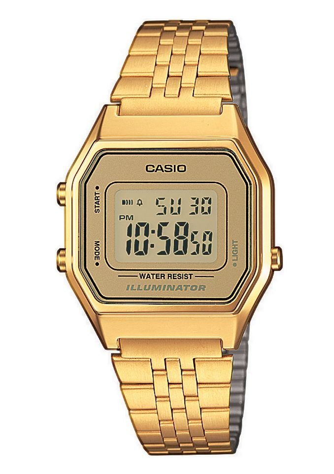 CASIO VINTAGE Chronograph LA680WEGA-9ER, Quarzuhr, Armbanduhr, Damenuhr, Digitaluhr, Edelstahlarmband
