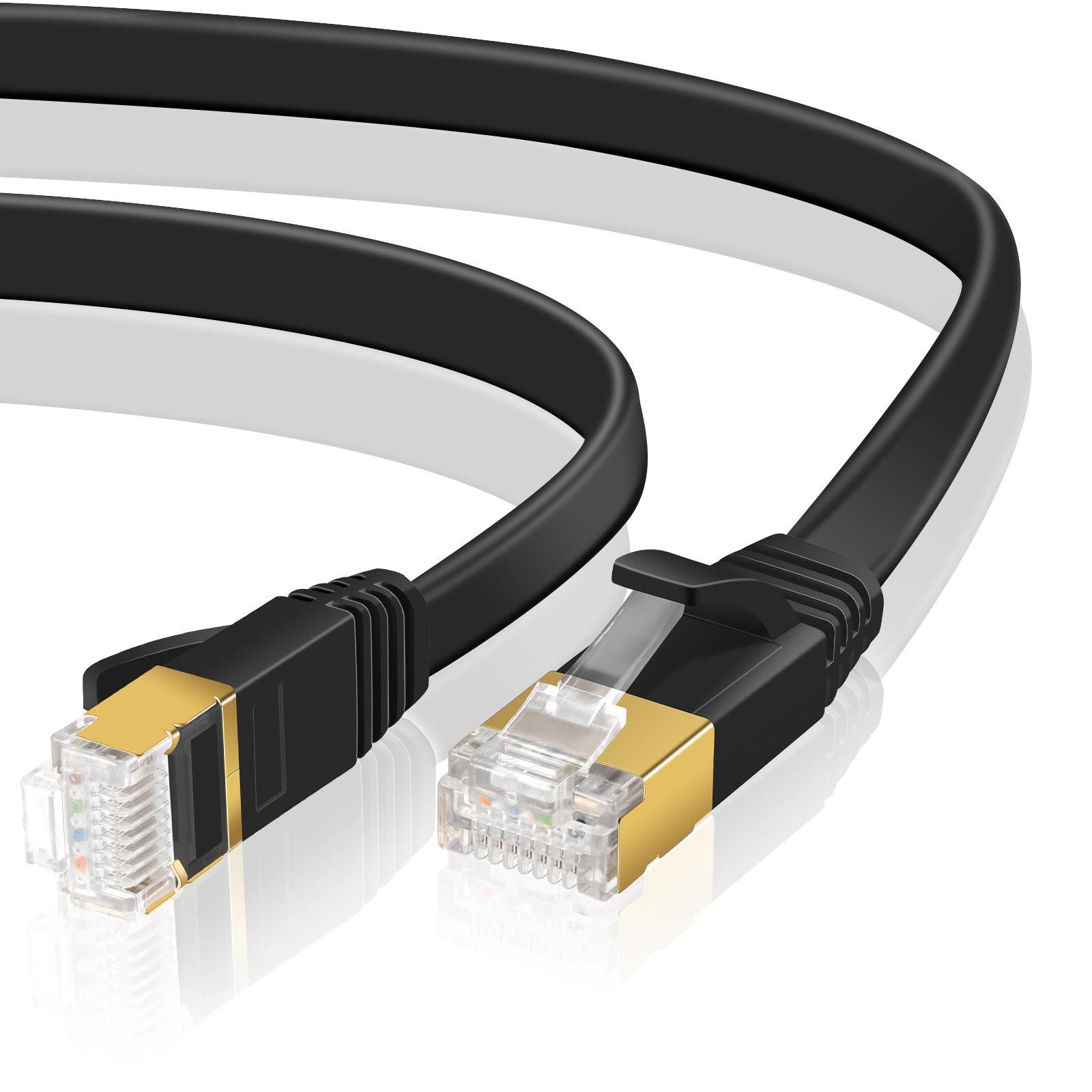 VERCO Cat 7 Netzwerkkabel flaches LAN-Kabel, RJ-45 (Ethernet), (200 cm), 10 / 100 / 1000 Mbits Geschwindigkeit bis 1 Gbits S/FTP Patchkabel