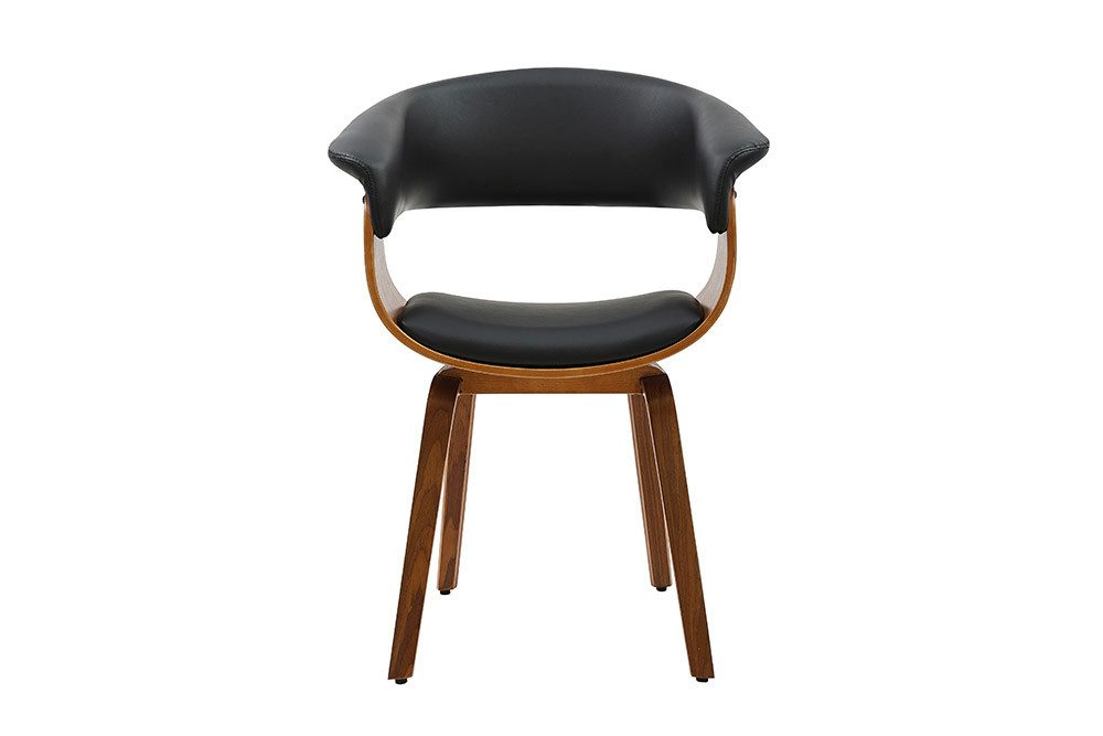 riess-ambiente Armlehnstuhl ORGANIC schwarz/braun – Kunstleder, Walnuss-Holz, mit Armlehnen (Einzelartikel, 1 St), mit Lehne & Retro-Design – ideal für Esszimmer, Büro oder Küche