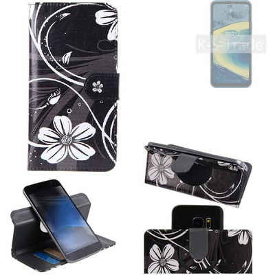 K-S-Trade Handyhülle für Nokia XR20, Schutzhülle Handyhülle Hülle 360° Wallet Case ''Flowers''
