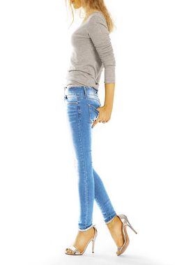 be styled Low-rise-Jeans skinny röhrenjeans, slimfit Damenhosen mit 3-Knopfbund j7e-1 Schleife am hinteren Bund