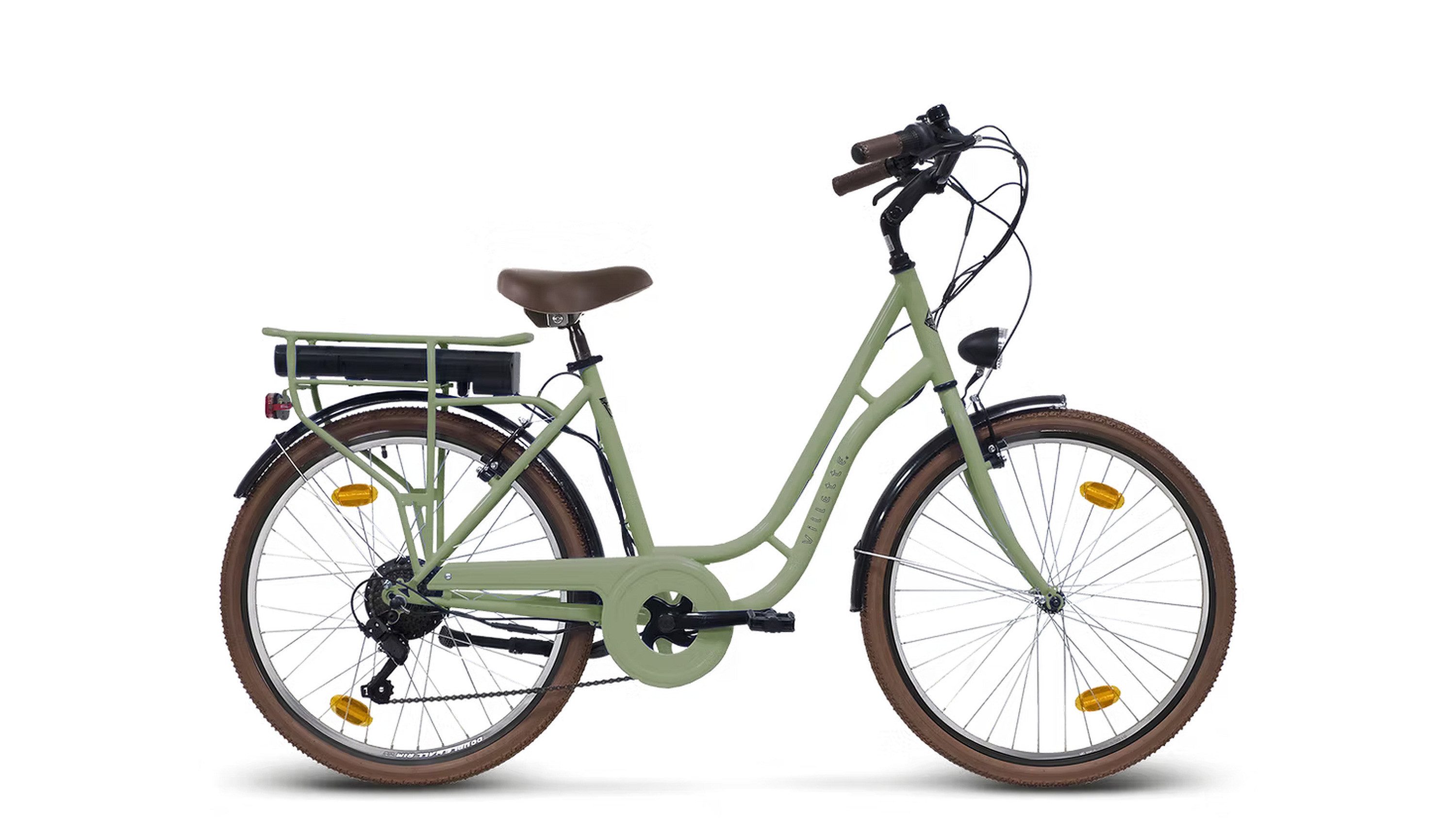 Vilette E-Bike, 6 Gang Shimano, Kettenschaltung, Heckmotor, Elektro-Cityfahrrad Vintage 26 Zoll