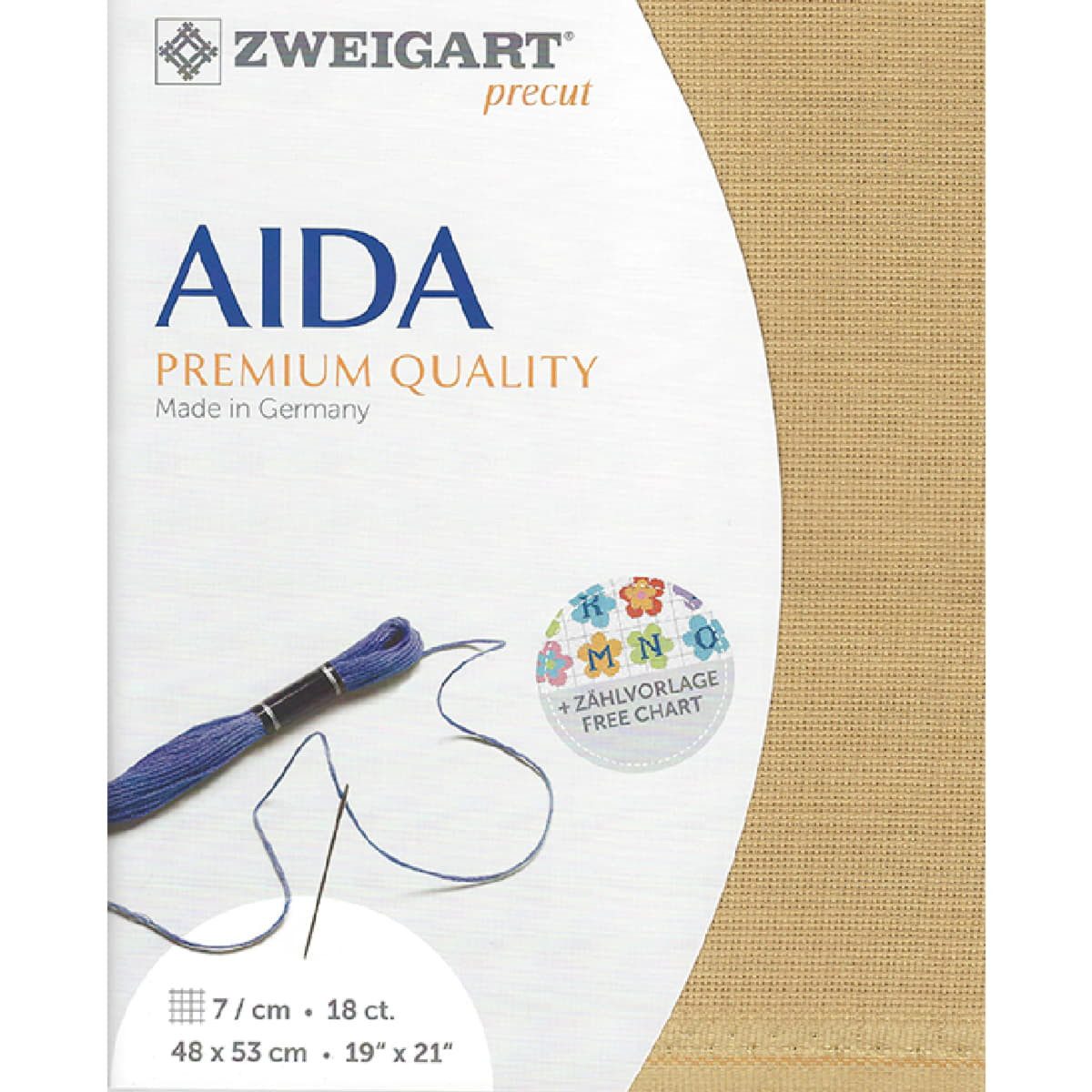 Zweigart Kreativset AIDA Zweigart Precut 18 ct. Fein-Aida 3793 Farbe 3040 sand, 48x53 cm, (embroidery kit by Marussia)