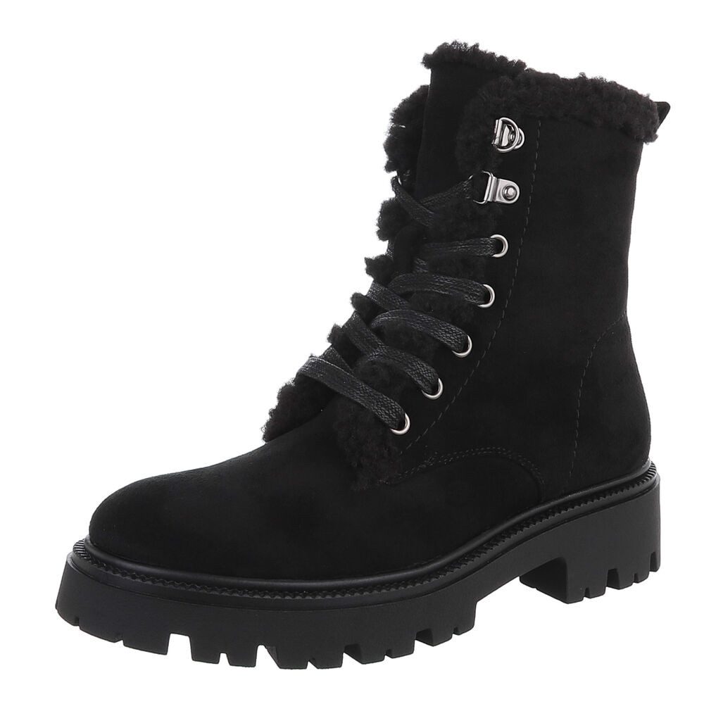 Ital-Design Bequeme Damen Stiefel mit Futter und robuster Sohle Schnürstief günstig online kaufen