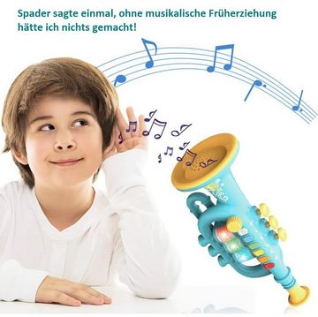 DTC GmbH Spielzeug-Musikinstrument Glühende Musiktrompete-Grüner, (Lasst uns alle zusammen ein Lied spielen)