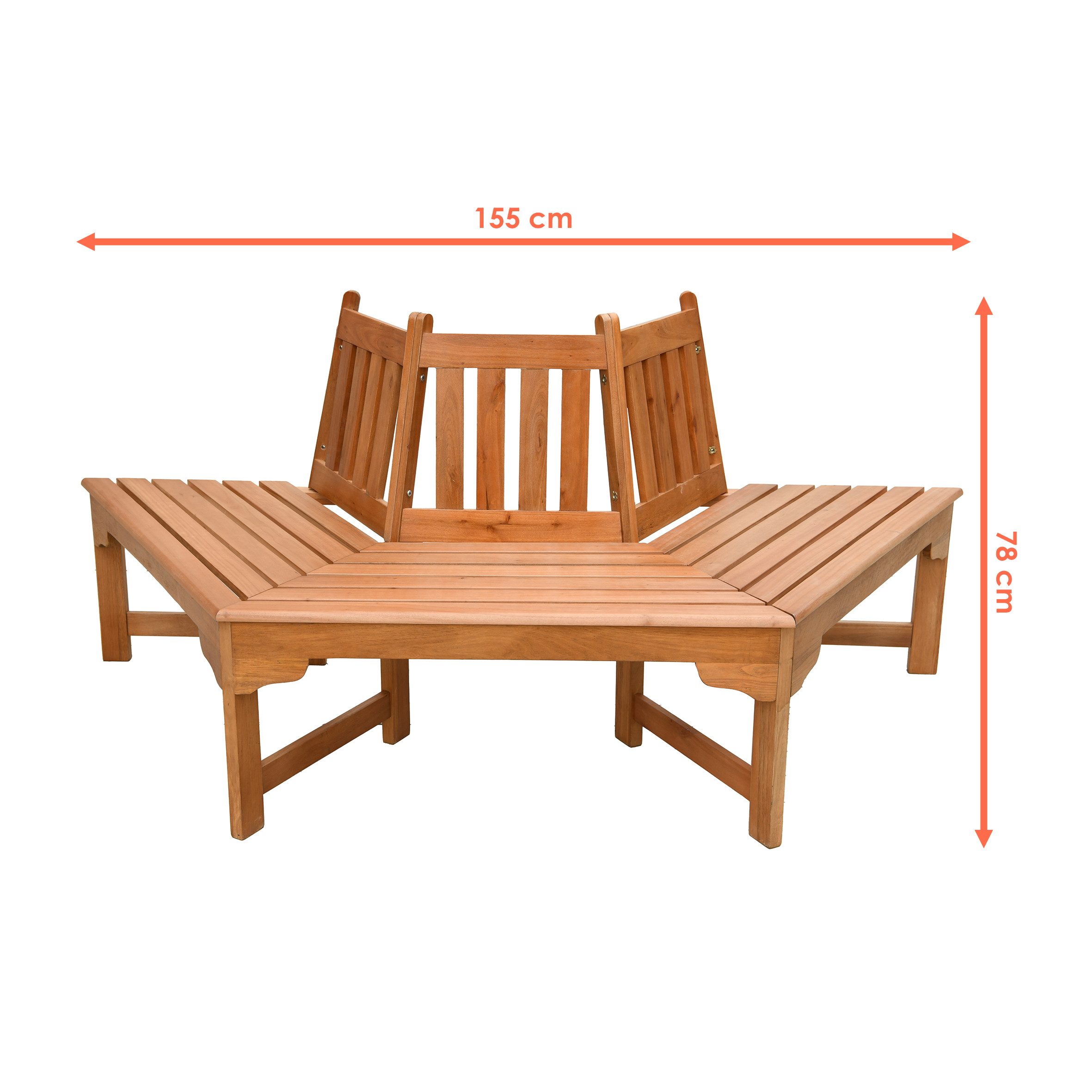 Spetebo Gartenbank Eukalyptus Baumbank halbrund geölt günstig online kaufen