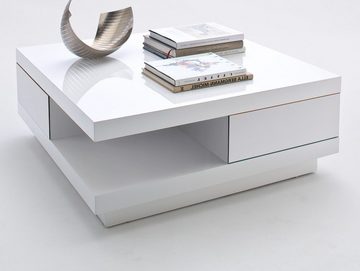MCA furniture Couchtisch Abby (Sofatisch weiß Hochglanz Lack, quadratisch, 85x85 cm), mit 2 Schubladen, Soft-Close