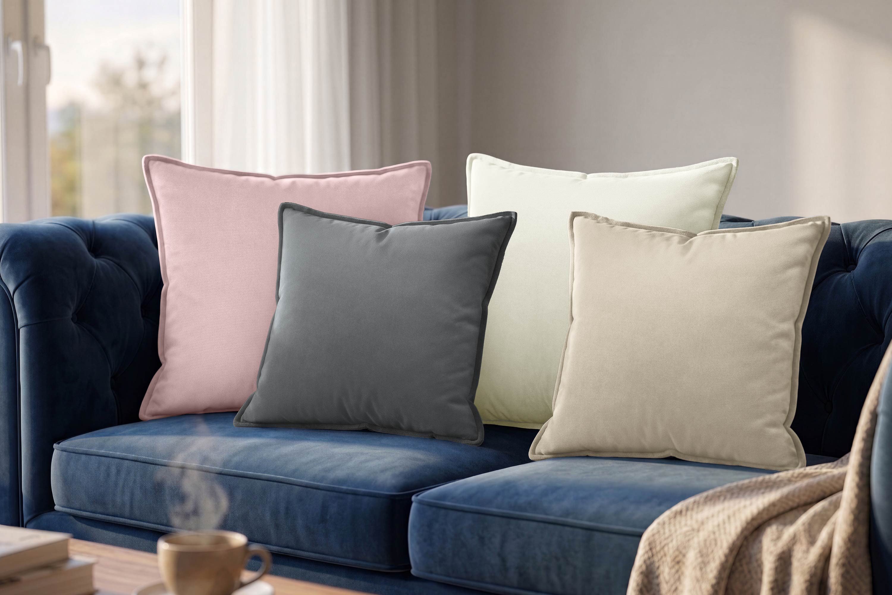 Amilian Dekokissen 4er Set Zierkissen Sofakissen Couchkissen mit Reißverschluss, inklusive Füllung für Sofa, Couch und Bett