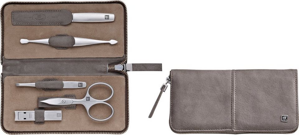 Zwilling Maniküre-Etui TWINOX REIßVERSCHLUSS-ETUI TAUPE, 5 tlg.,  Professionelles, 5-teiliges Set für mühelose und umfassende Nagelpflege