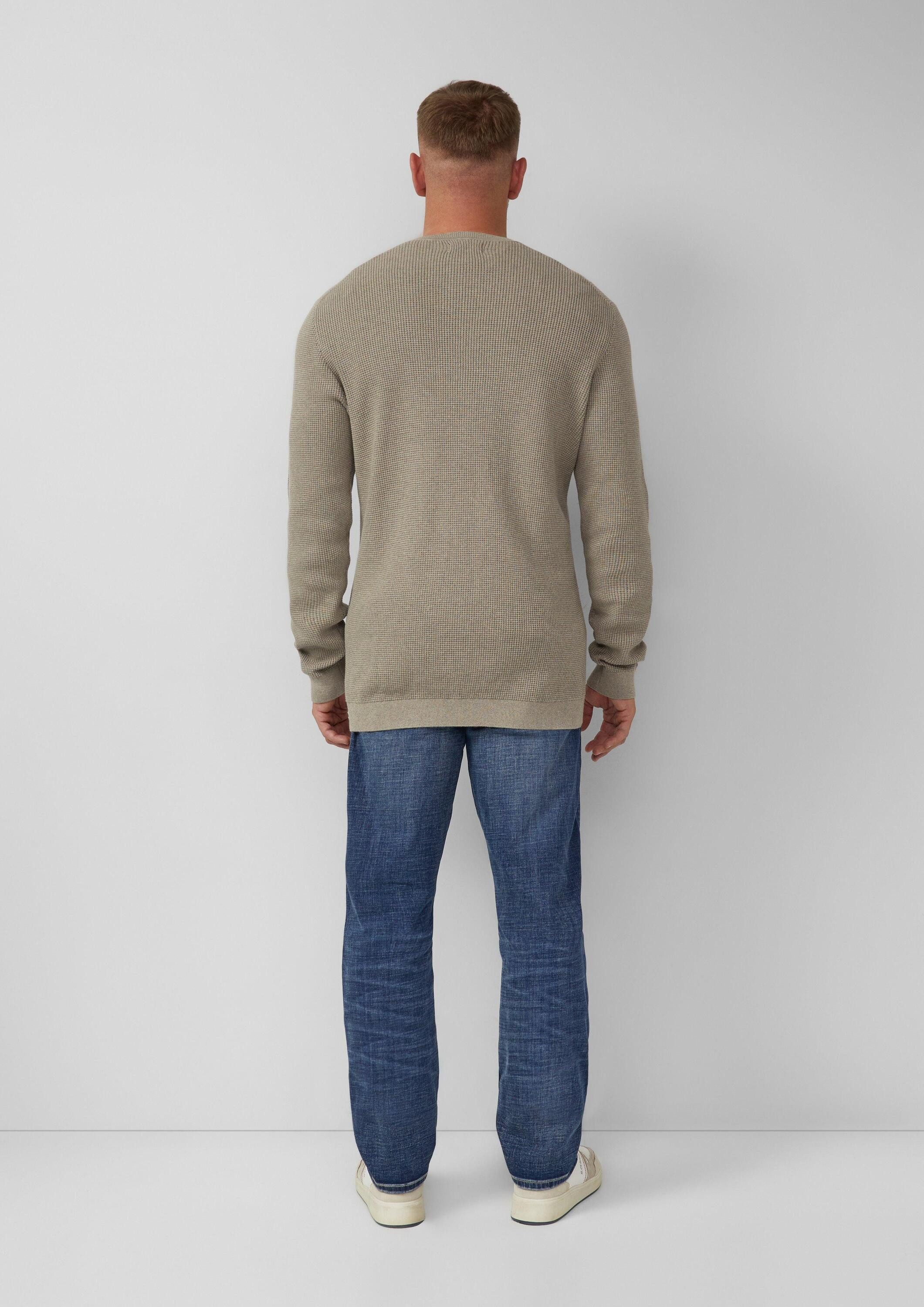 s.Oliver Longpullover Strickpullover Strukturmix-Pullover aus reiner Baumwolle