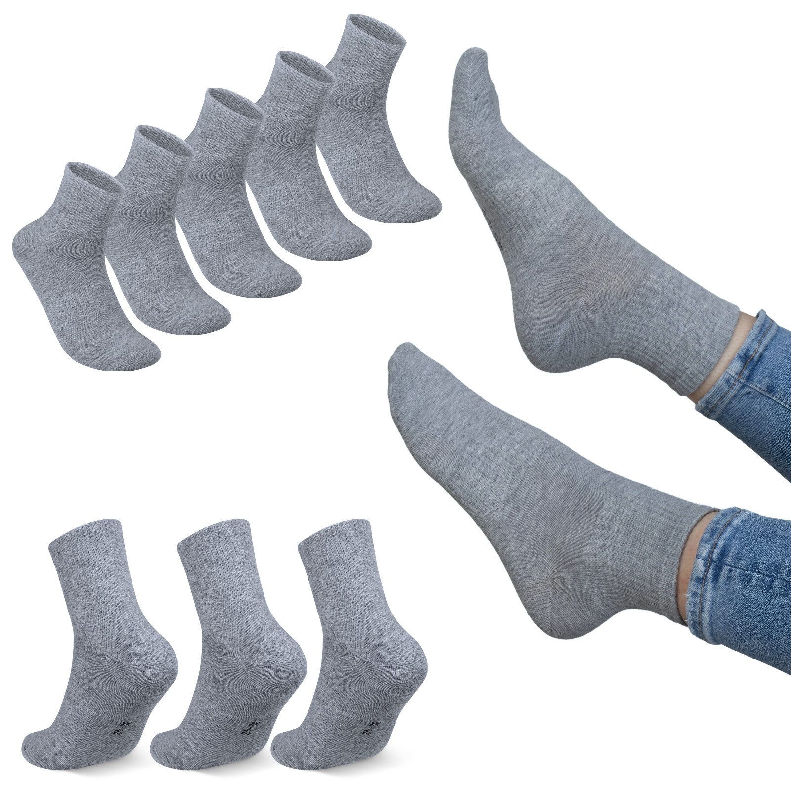 EAAKIE Sportsocken Sport-/Tennissocken Unisex Socken 5/10/20 Paar Baumwolle (10-Paar)