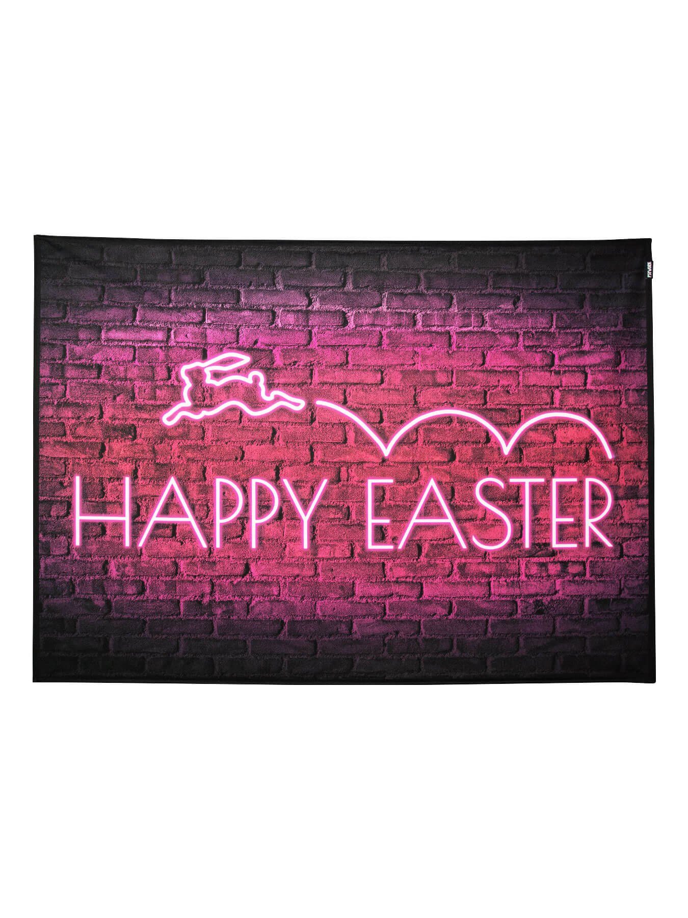 PSYWORK Poster PSYWORK Schwarzlicht Stoffposter Neon "Happy Easter", 1,0x1,4m, UV-aktiv, leuchtet unter Schwarzlicht