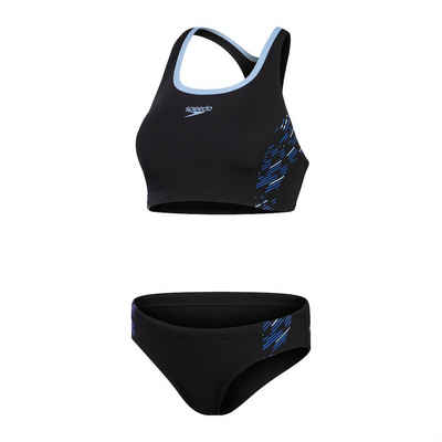Speedo Schwimmanzug Womens Placement 2 Piece Black / True Cobalt / Curious Blue