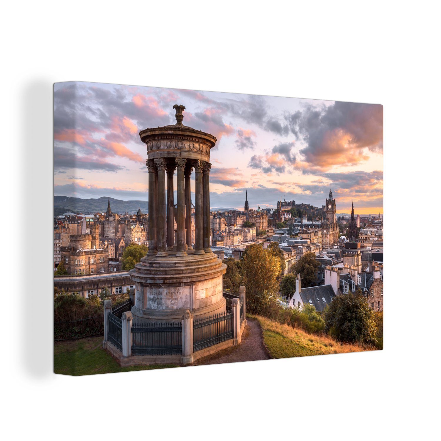 OneMillionCanvasses® Leinwandbild Denkmal in der Burg von Edinburgh in Schottland, (1 St), Wandbild Leinwandbilder, Aufhängefertig, Wanddeko, 30x20 cm