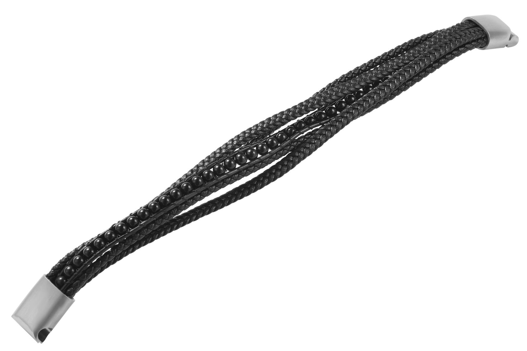 Juul AKZENT Herrenarmband Lederarmband (einzeln) Lederimitation mit glänzendem Schwarz Schwarz1 Onyx aus