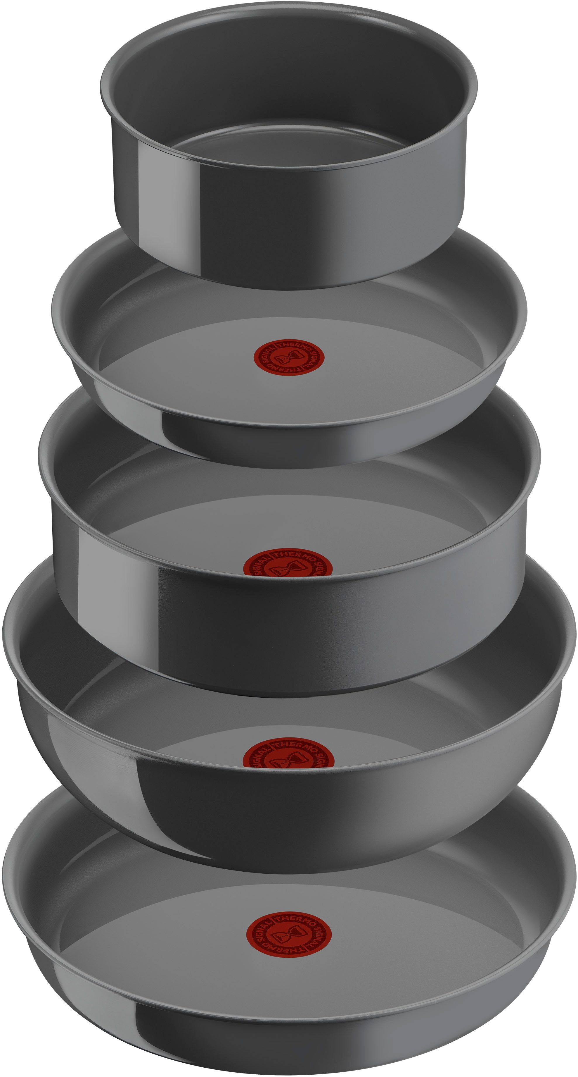 Tefal Pfannen-Set Ingenio Renew, Aluminium (Set, 11-tlg), abnehmbarer Griff, Antihaftversiegelung, Thermo-Signal, Induktion