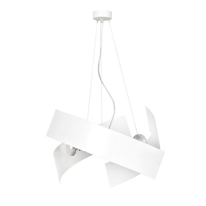 Licht-Erlebnisse Pendelleuchte LUNDY ohne Leuchtmittel Hängelampe Weiß Chrom E27 3-flammig Modern Schlafzimmer