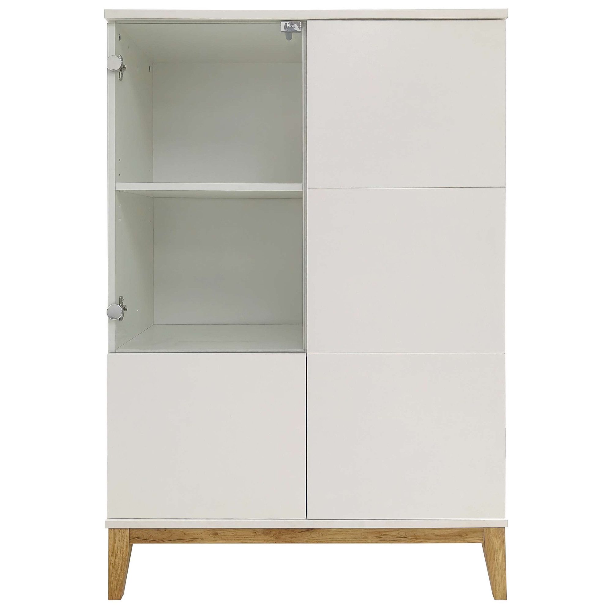 OTTO home Highboard Maryd, Kommode, Midischrank, m. Glas- u. Holztüren, Einlegeböden, Breite 80cm