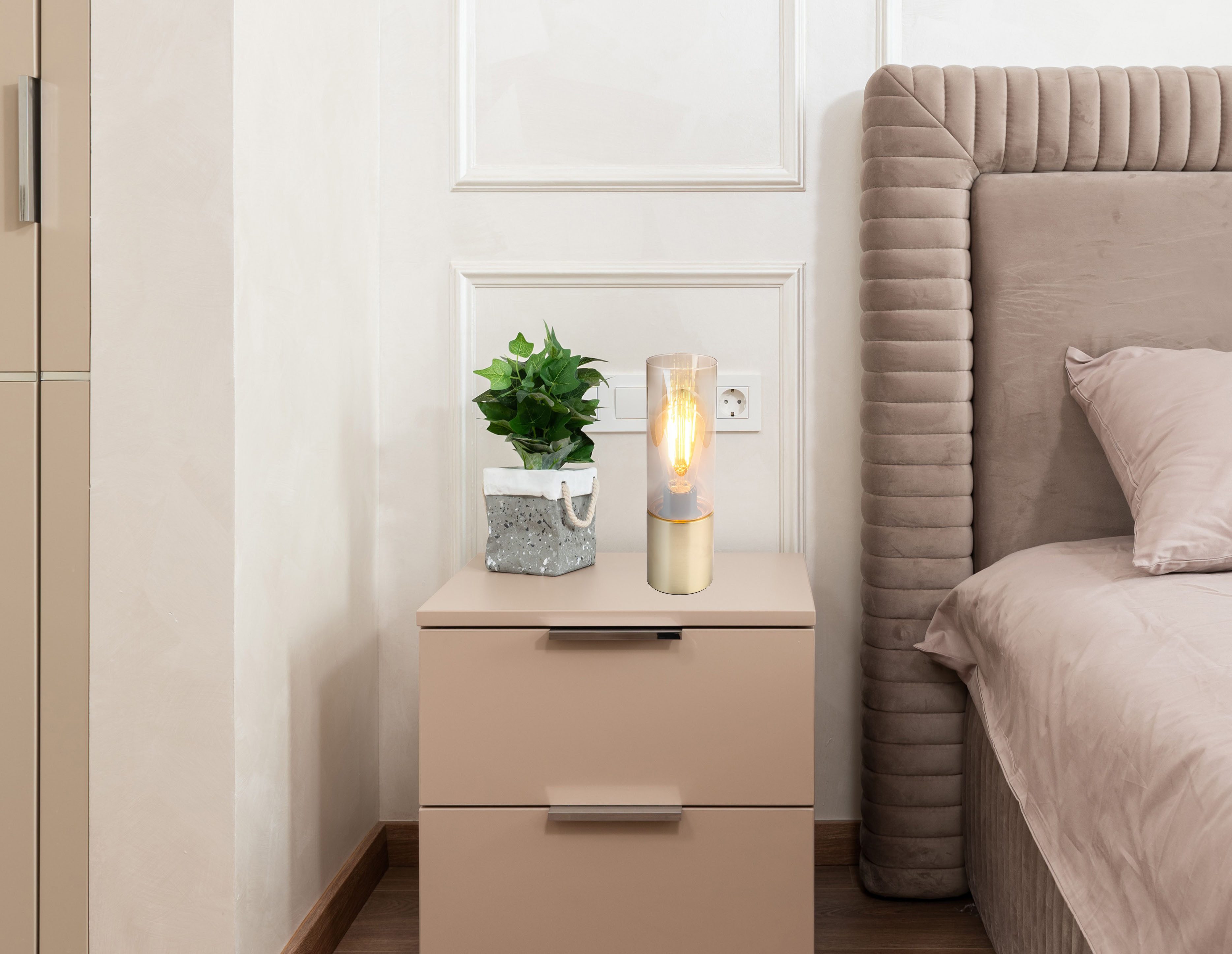 GLOBO LIGHTING Tischleuchte ANNIKA, ohne Leuchtmittel, Tischlampe Nachttischlampe Deko-Tischleuchte Schlafzimmer