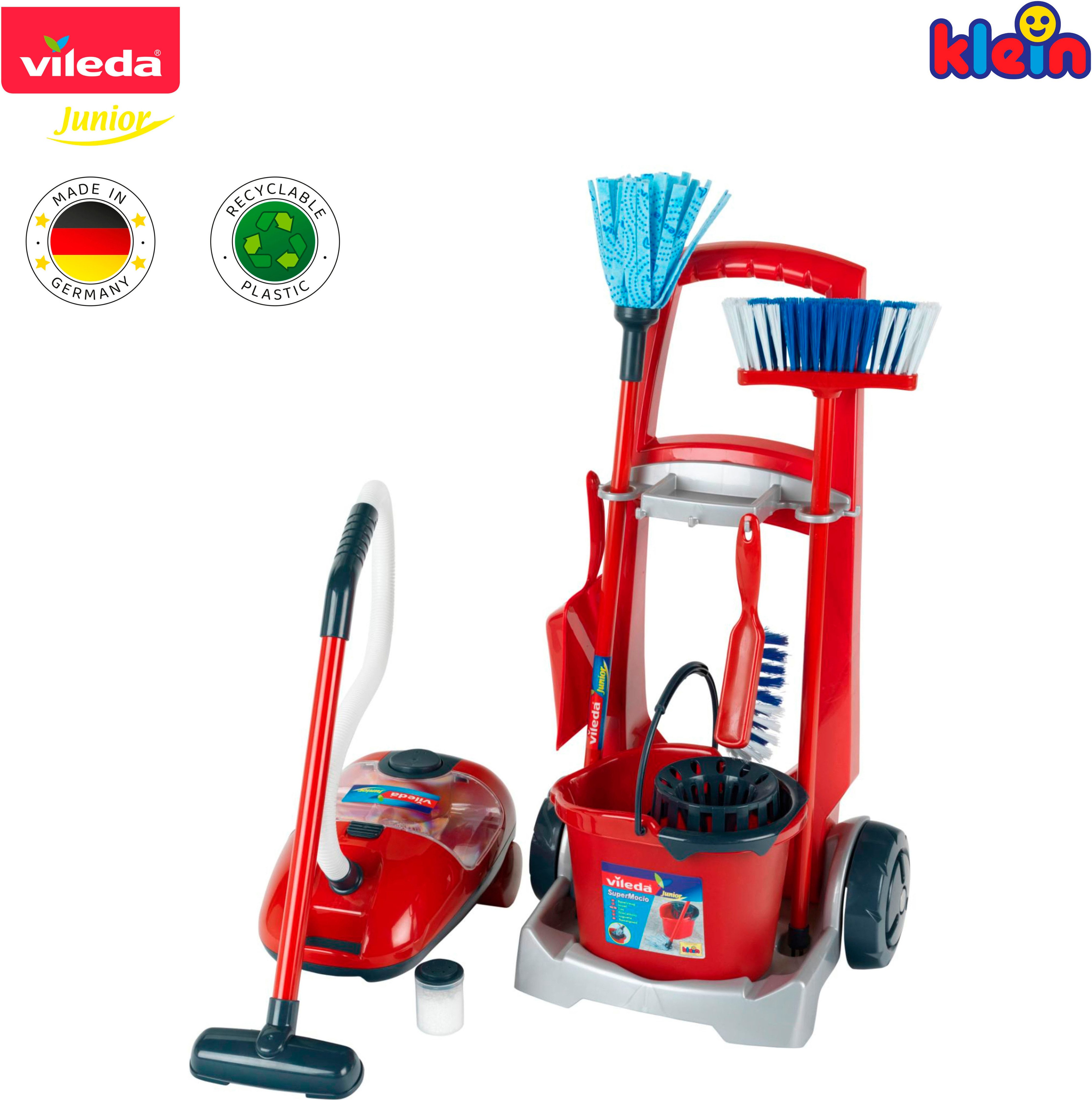 Klein Kinder-Putzwagen Vileda Besenwagen mit Vileda Staubsauger, mit Spielstaubsauger, Made in Germany