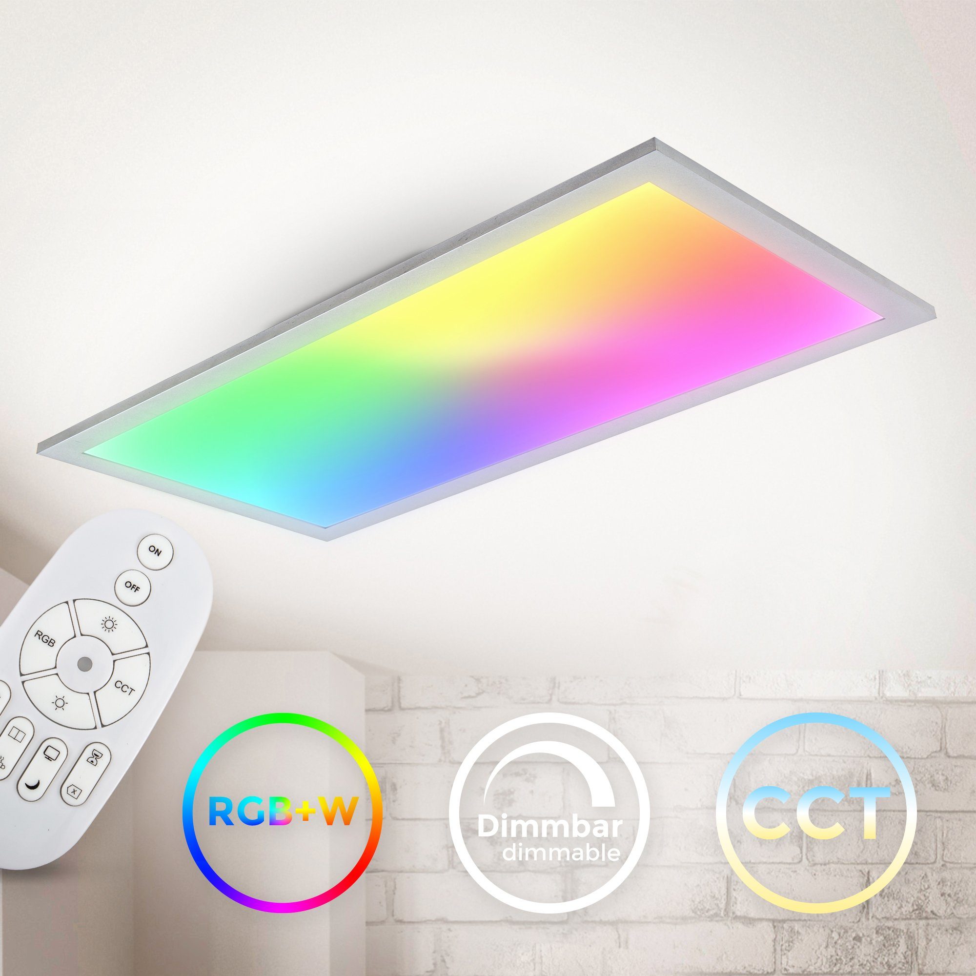 B.K.Licht Deckenleuchte, LED fest integriert, stufenlos RGB, dimmbar, Farbtemp. Panel, einstellbar, Fernbedienung