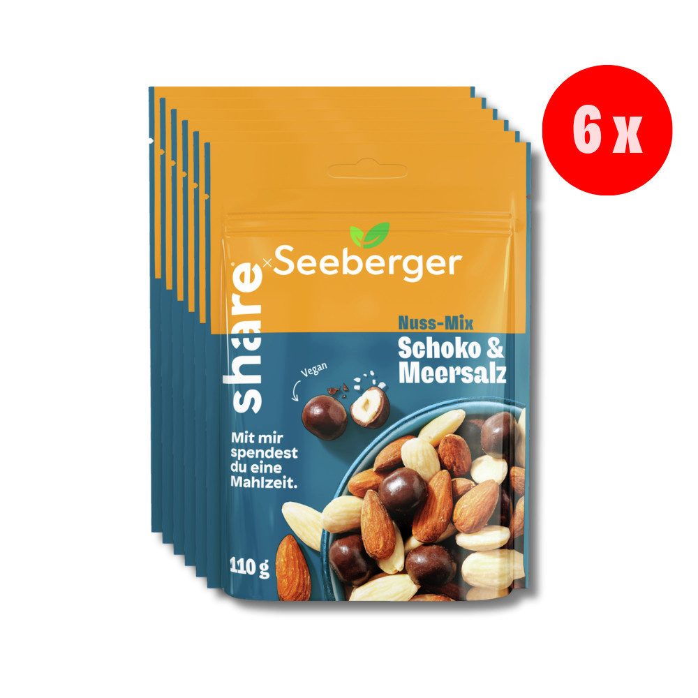 Seeberger Snacks Nüsse Seeberger Nuss-Mix Schoko & Meersalz - 6 x 110 g
