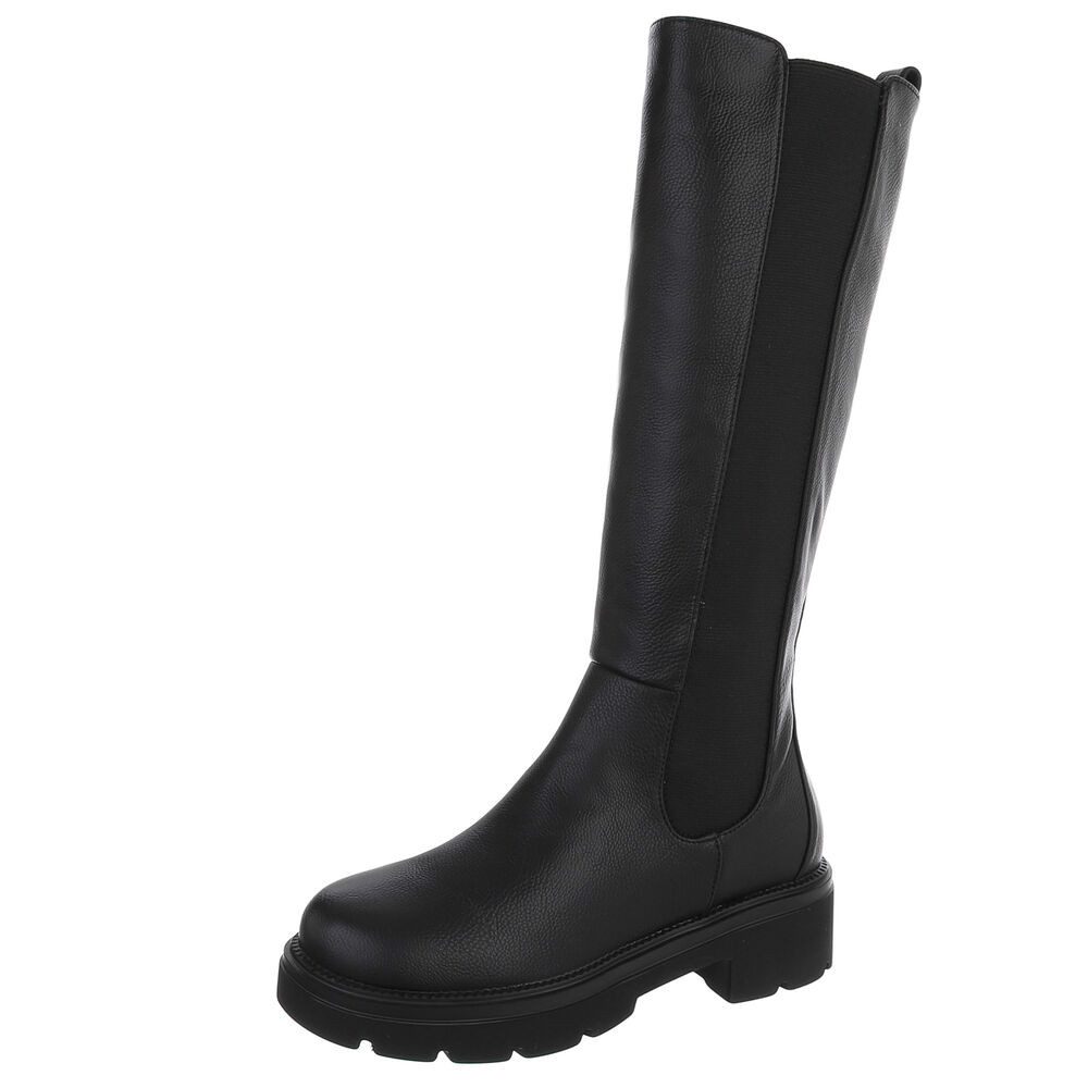 Ital-Design Elegante Damenstiefel mit bequemem Design für Alltag Plateaustiefel (91154478) Blockabsatz Stiefel in Schwarz