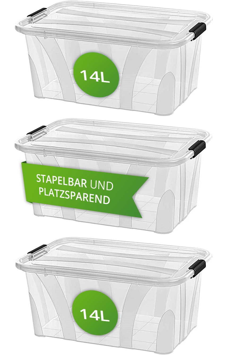 astor24 Aufbewahrungsbox Aufbewahrungsbox mit 80 Plastikbox Liter bis Größe Kisten Box Kunststoffboxen Stapelboxen 3 Deckel St), Regalbox 7 (Spielzeugbox, Aufbewahrung Liter