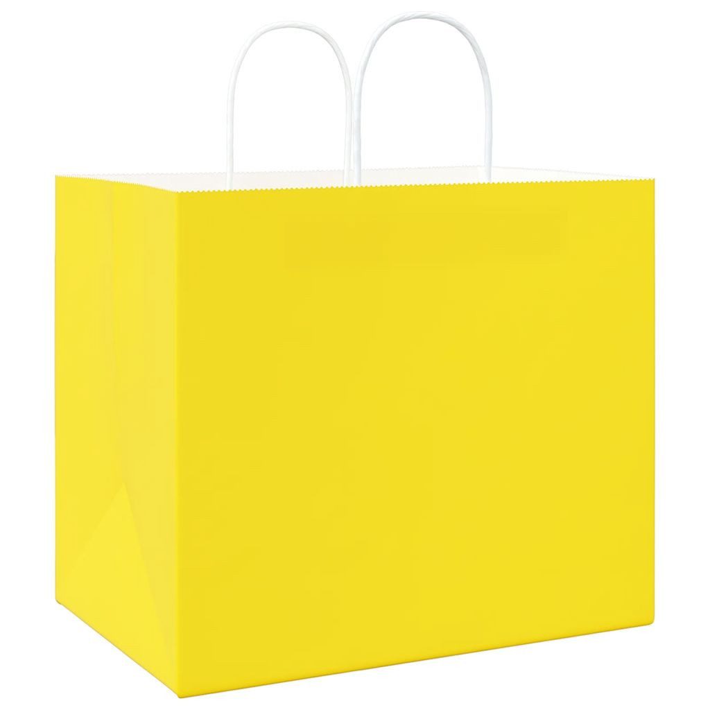 vidaXL Tragetasche, Papiertragetaschen 50 Stk. mit Henkeln Gelb 32x22x28 cm
