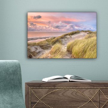 OneMillionCanvasses® Leinwandbild Strand - Meer - Düne - Sonnenuntergang, (1 St), Wandbild Leinwandbilder, Aufhängefertig, Wanddeko, 30x20 cm
