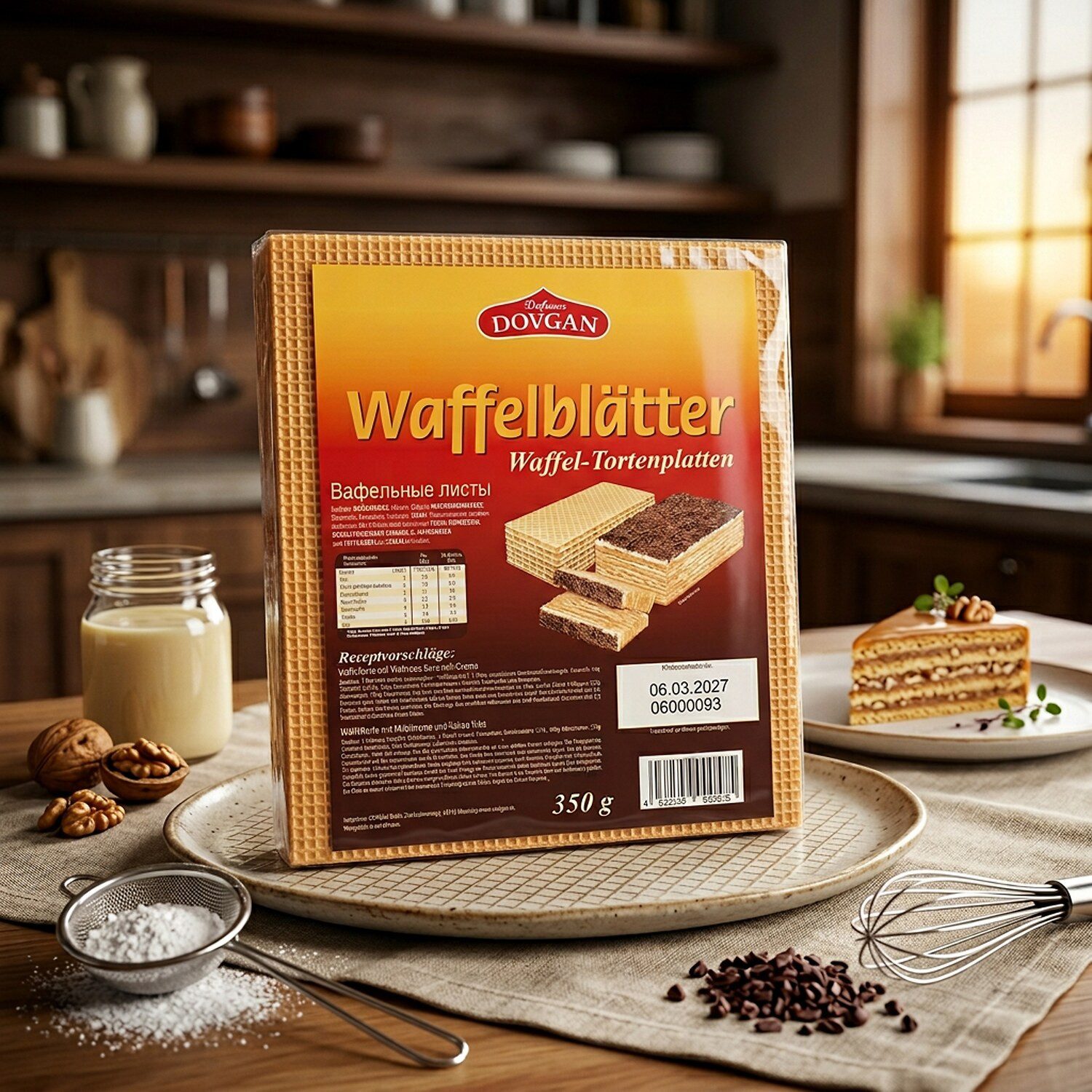 Dovgan Kekse, 1 x 350 g, Waffelblätter – ungefüllt zum Selbstbelegen