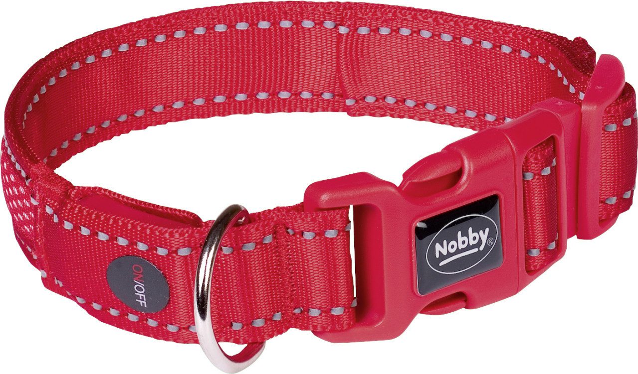 Nobby Hunde-Halsband Nobby Halsband Flash Mesh rot mit 3 Leuchtmodi, Nylon