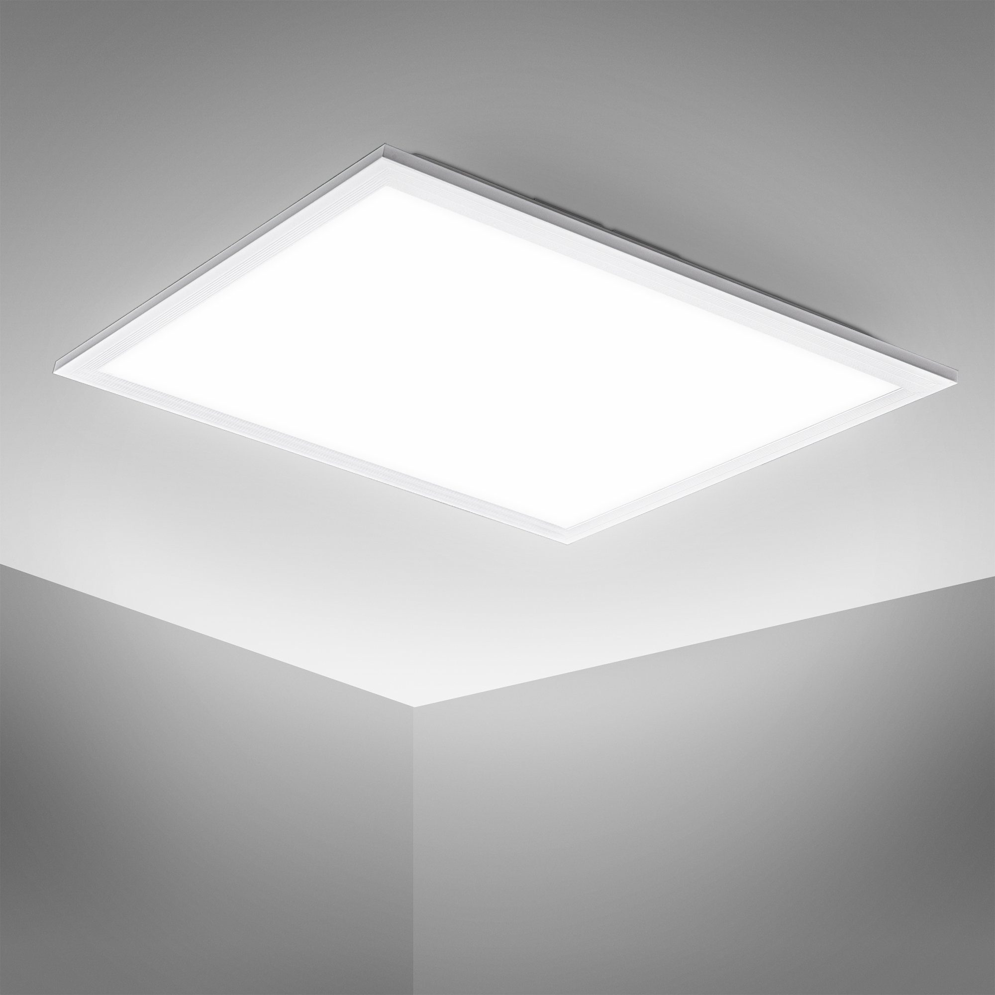 B.K.Licht LED Deckenleuchte BK_DP1325 LED Panel, Weiß, 29,5 x 29,5 cm, 4.000K neutralweißes Licht, LED fest integriert, Neutralweiß, Deckenlampe 5,5 cm flach, 12W, 1.300lm