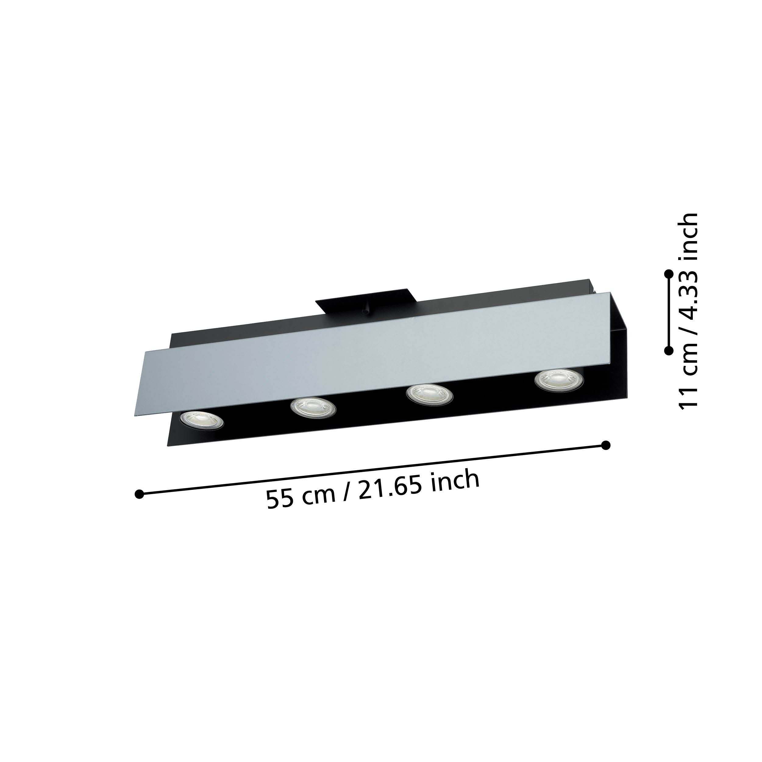 EGLO LED Deckenleuchte Viserba, Leuchtmittel inklusive, Deckenlampe aus Stahl in schwarz und weissaluminium, Wohnzimmerlampe