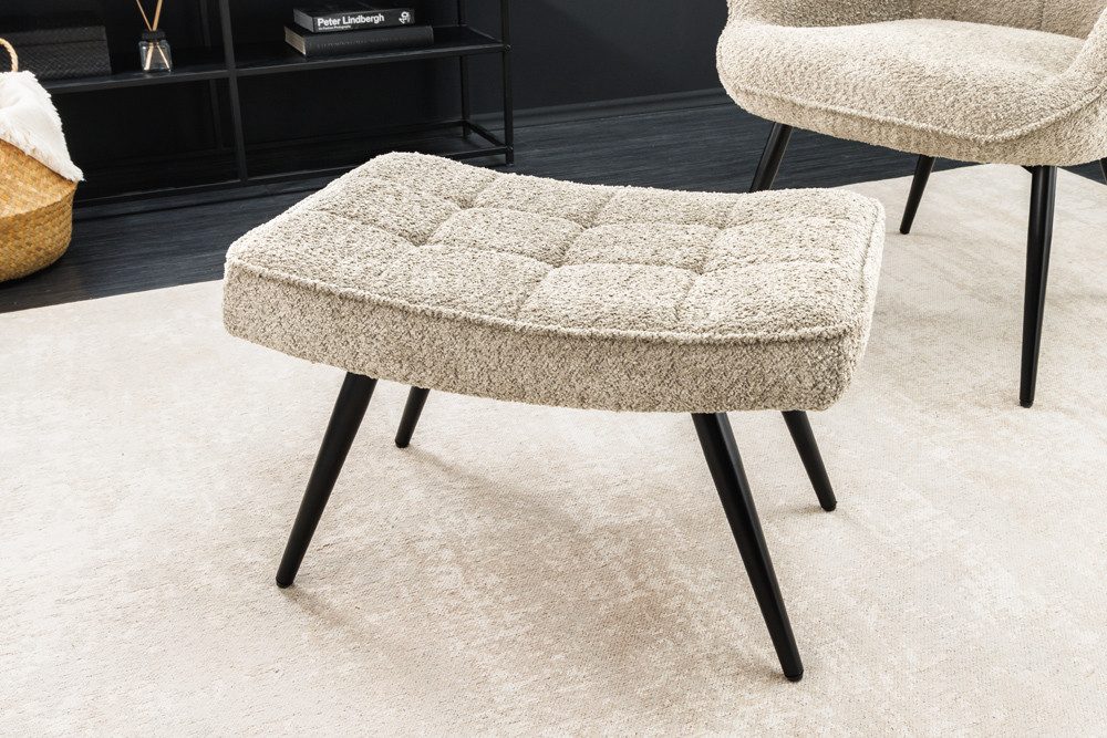 riess-ambiente Подставка для ног SCANDINAVIA champagner greige / schwarz (Einzelartikel, 1 St), Wohnzimmer · Bouclé · Metall · Scandinavian Design