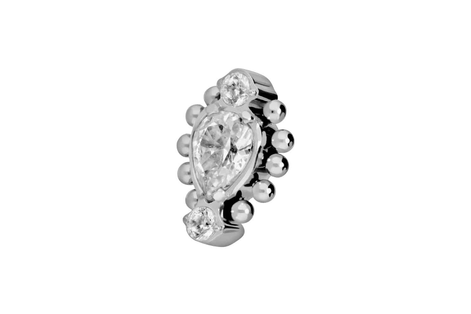 Piercing-Set Titan Schraubaufsatz mit Außengewinde 3 EINGEFASSTE KRISTALLE + KUGELN