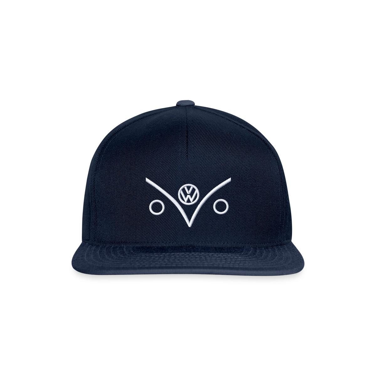 Spreadshirt Snapback Cap Volkswagen VW Bulli Outlines Vorne Weiß Stick Snapback Cap (1-St)
